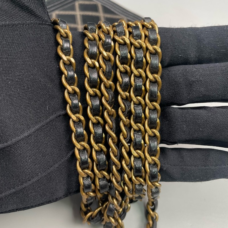 Chanel香奈兒 黑金菱格紋發財Woc鏈條包-8