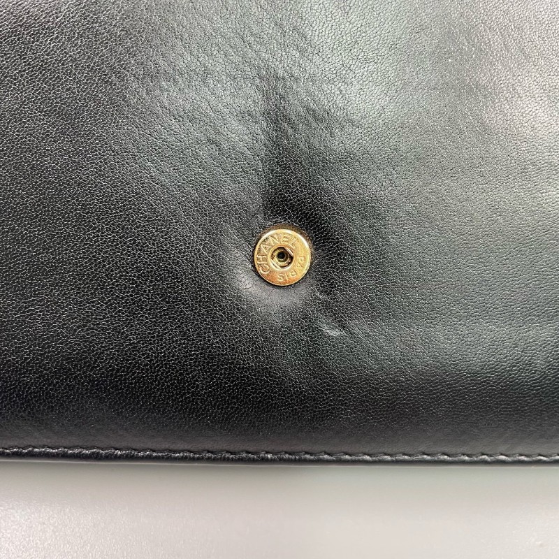 Chanel香奈兒 黑金菱格紋發財Woc鏈條包-17