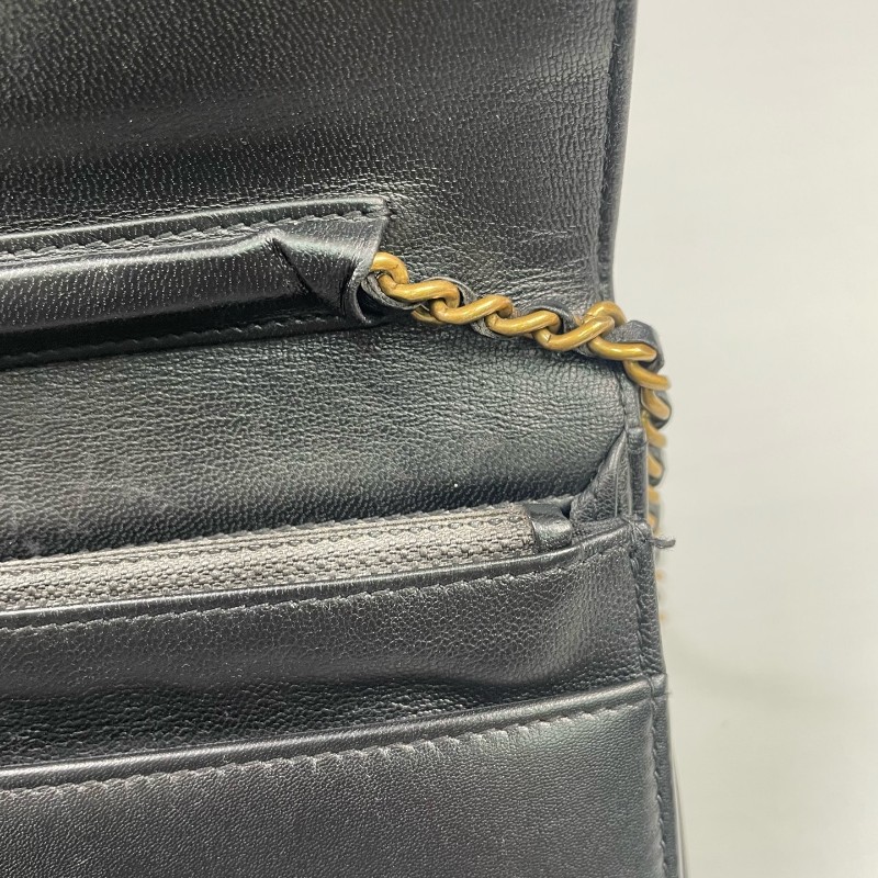 Chanel香奈兒 黑金菱格紋發財Woc鏈條包-19