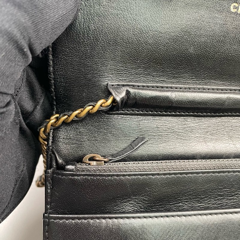 Chanel香奈兒 黑金菱格紋發財Woc鏈條包-20