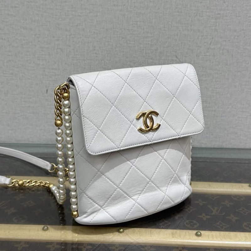 CHANEL白金珍珠鏈條肩背斜背包19*19*8 98新配件塵袋-1