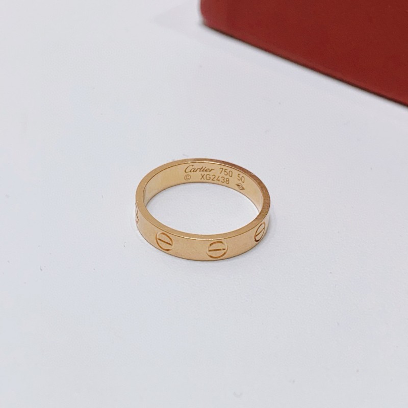 Cartier玫瑰金love窄版戒指 50號 有盒子-0