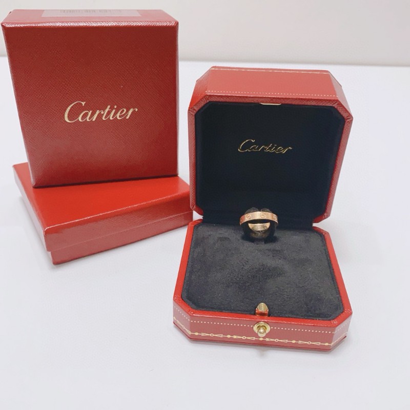 Cartier玫瑰金love窄版戒指 50號 有盒子-4