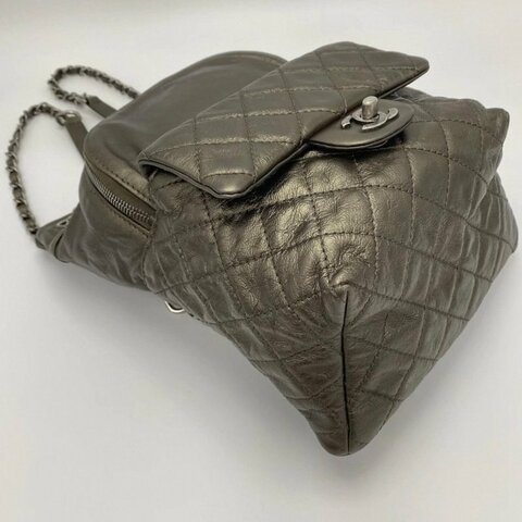 CHANEL古銅色牛皮抽繩後背包20*26*11 98新配件塵袋