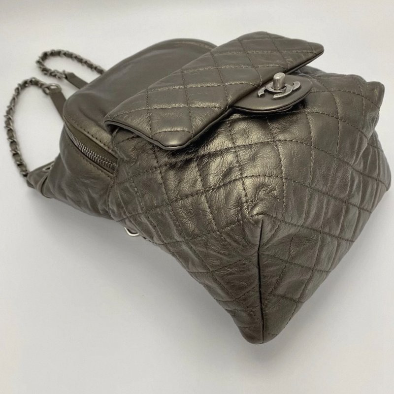 CHANEL古銅色牛皮抽繩後背包20*26*11 98新配件塵袋-0