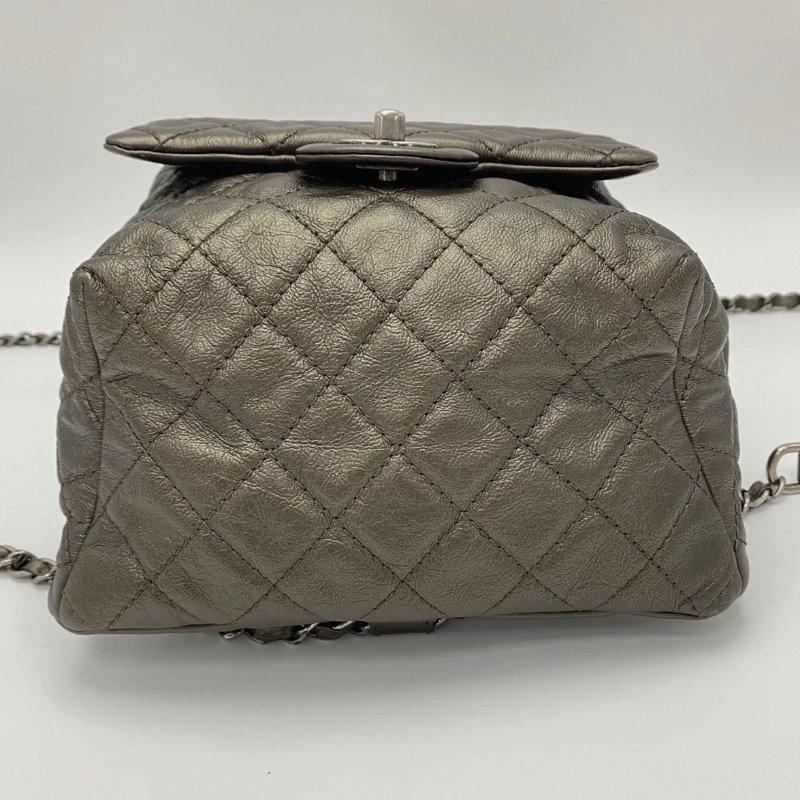 CHANEL古銅色牛皮抽繩後背包20*26*11 98新配件塵袋-4