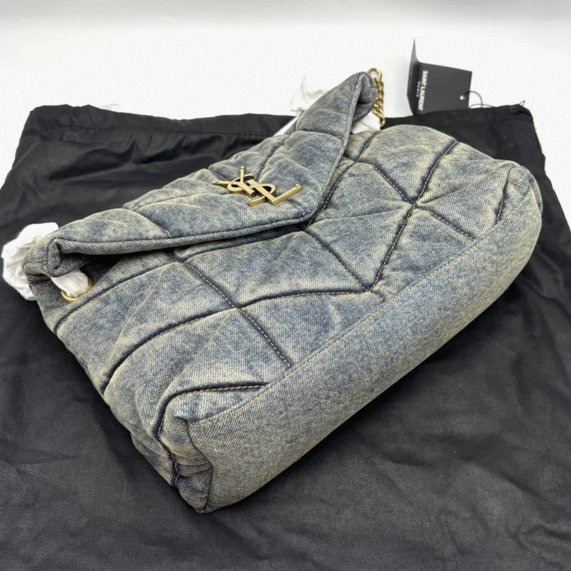 YSL 牛仔丹寧中號雲朵肩背包29*17*11 全新閒置配件塵袋-0