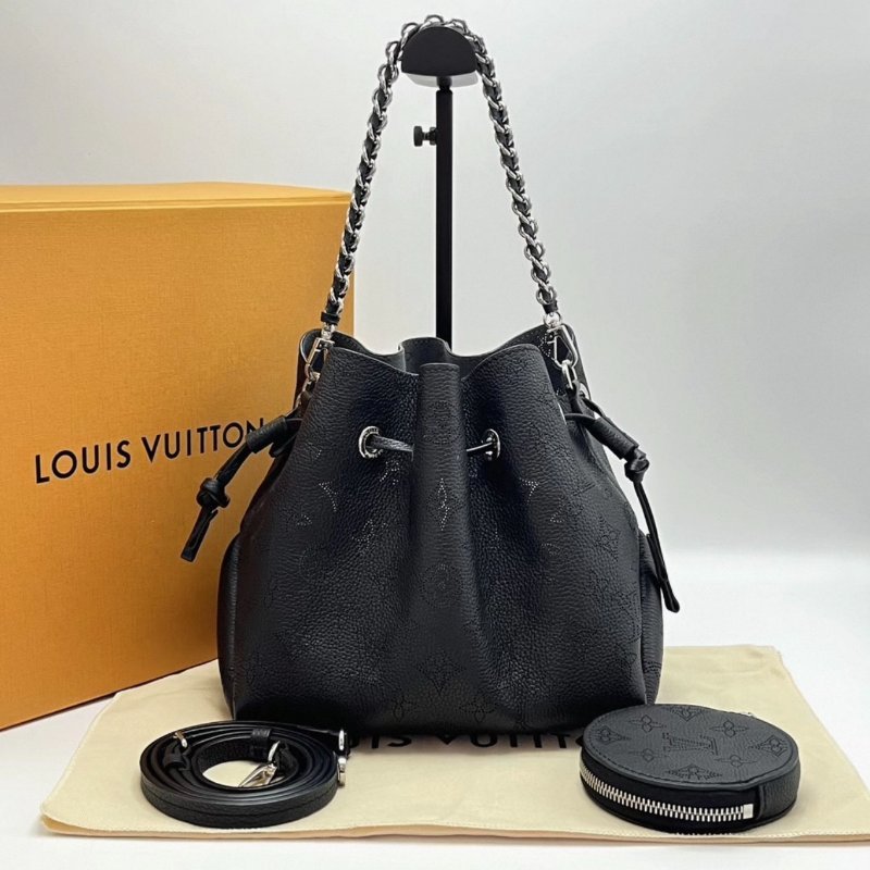 LV Bella月光女神鏤空黑銀水桶包 芯片款22*20*13 98新配件盒子塵袋-0