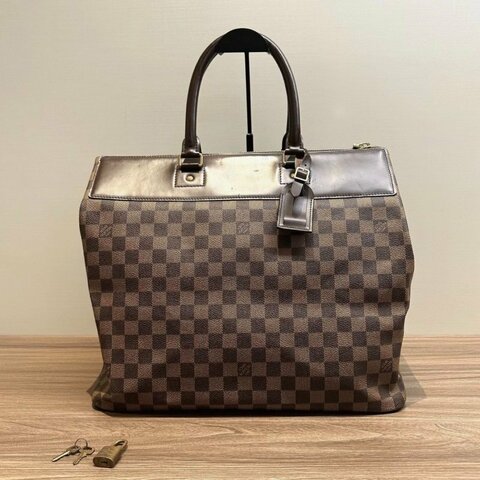 LV 老花棕棋盤手提包 38*35*23 98新配件鎖鑰匙塵袋