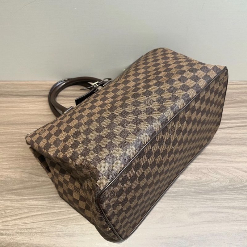 LV 老花棕棋盤手提包 38*35*23 98新配件鎖鑰匙塵袋-2