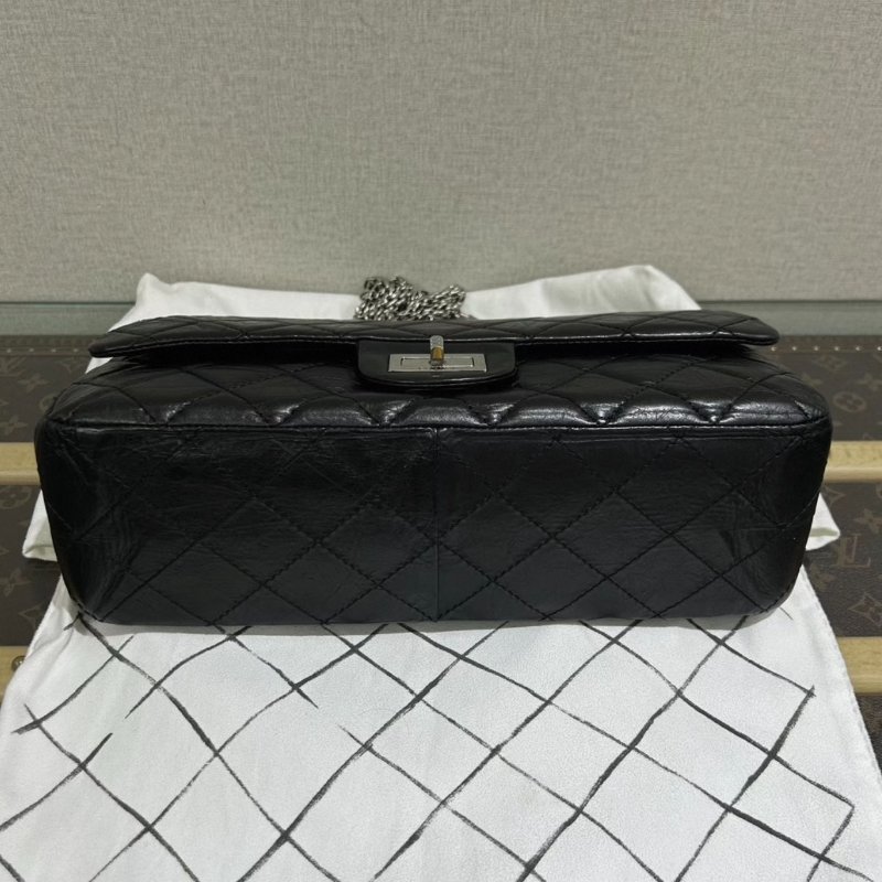 CHANEL 限量老佛爺簽名黑銀2.55大號肩背斜背鍊條包32*18*10 98新配件盒子塵袋保卡-3