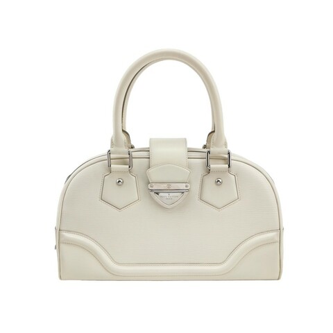 Louis Vuitton (LV)Bowlling牛皮白色金屬鎖扣保齡球包手提包