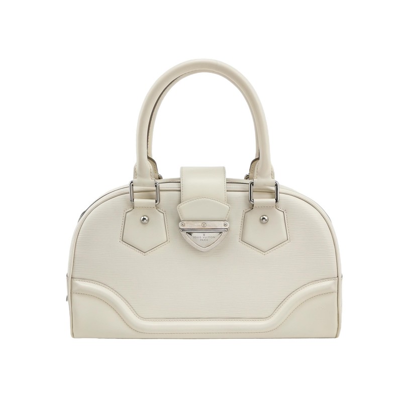 Louis Vuitton (LV)Bowlling牛皮白色金屬鎖扣保齡球包手提包-0