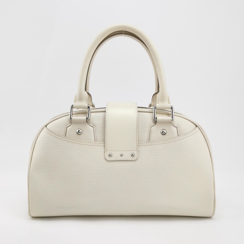 Louis Vuitton (LV)Bowlling牛皮白色金屬鎖扣保齡球包手提包-4