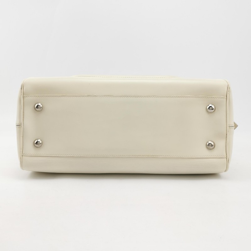 Louis Vuitton (LV)Bowlling牛皮白色金屬鎖扣保齡球包手提包-5