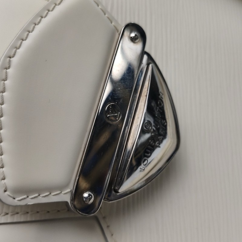 Louis Vuitton (LV)Bowlling牛皮白色金屬鎖扣保齡球包手提包-10