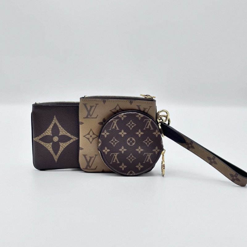 LV 老花雙面三合一零錢包19*11*1 98新配件塵袋-0