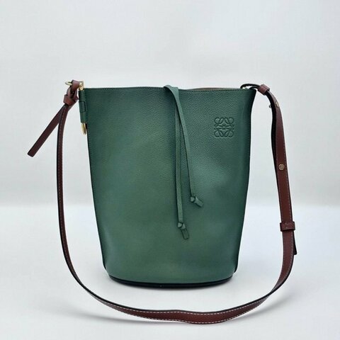 LOEWE 綠色金扣gate肩背斜背水桶包 18.5*28*14 98新配件塵袋