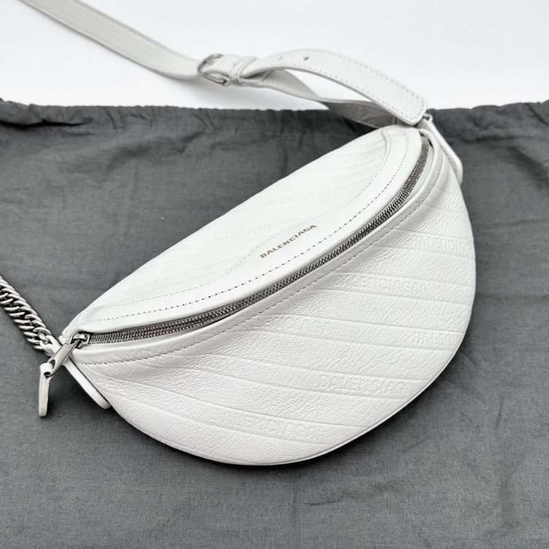 BALENCIAGA 白色拉鍊腰包24*15*6 98新配件塵袋-2