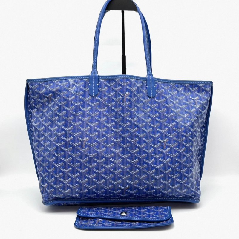 GOYARD 藍色Y字滿印肩背包 34*26*14 98新配件塵袋-0