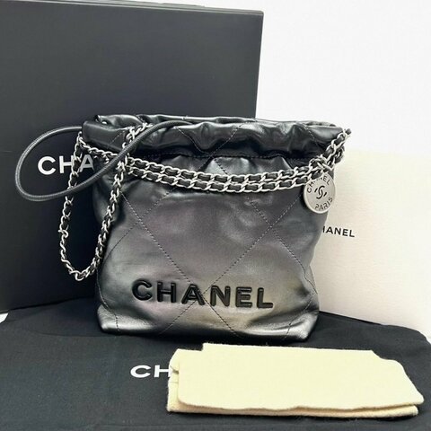 CHANEL漸變色22bagmini垃圾袋肩背斜背包 17*19*6 98新配件盒子塵袋