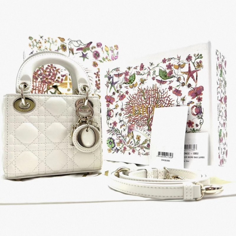 DIOR 超mini三格黛妃手提斜背包12*10*5 99新配件塵袋吊牌盒子-0