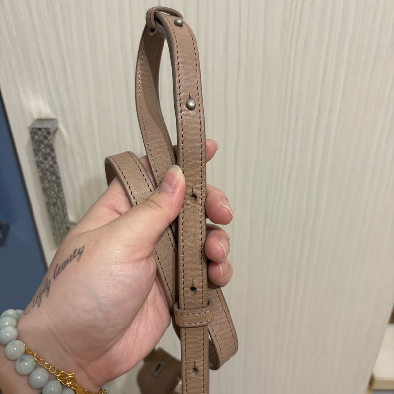 agnès b. 小b 棕色真皮 牛皮小方包 吐司包 肩背包 斜背包-11