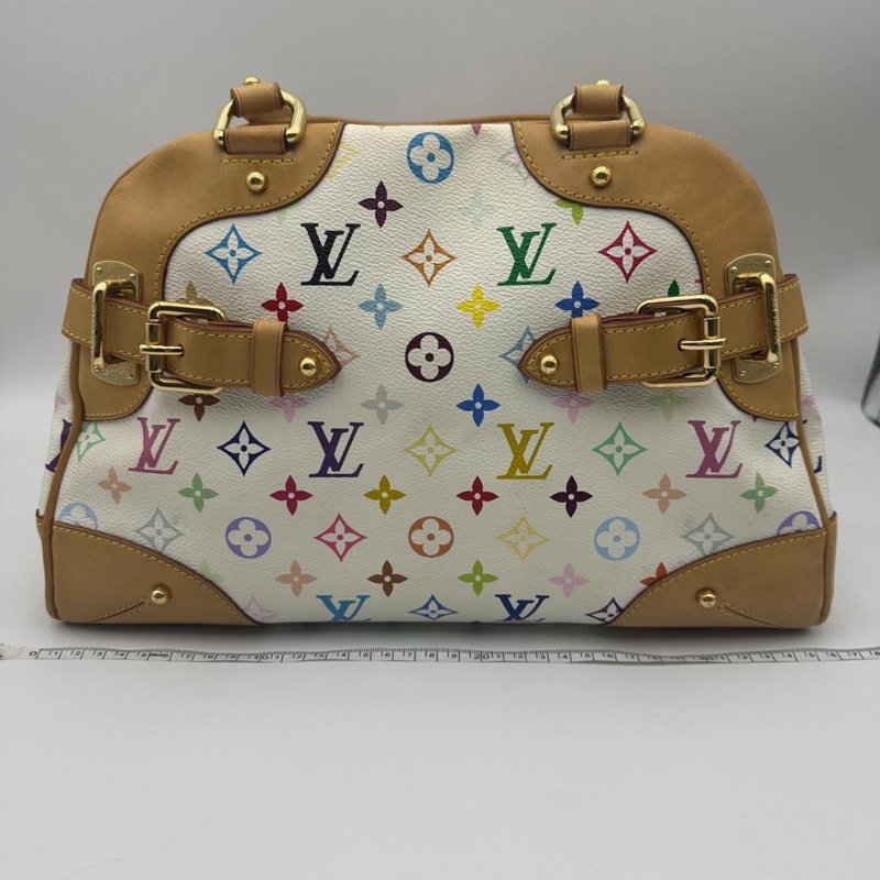 Lv 路易威登中古白三彩Claudia 克勞迪亞手提單肩包，尺寸35*25，成色如圖-1
