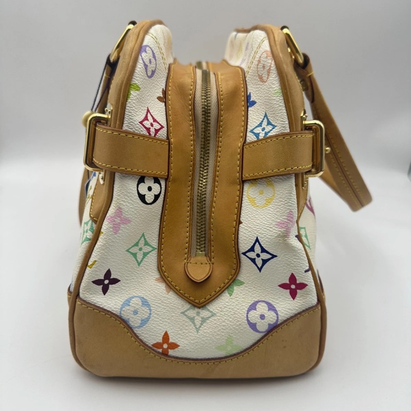 Lv 路易威登中古白三彩Claudia 克勞迪亞手提單肩包，尺寸35*25，成色如圖-3