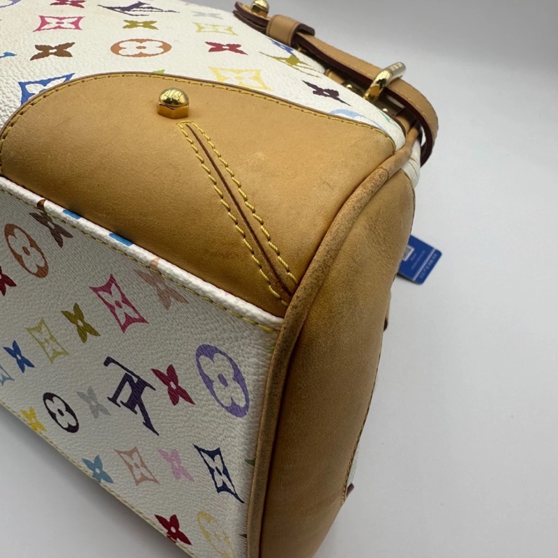 Lv 路易威登中古白三彩Claudia 克勞迪亞手提單肩包，尺寸35*25，成色如圖-4