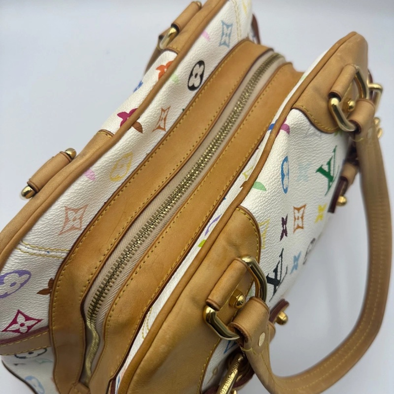 Lv 路易威登中古白三彩Claudia 克勞迪亞手提單肩包，尺寸35*25，成色如圖-7