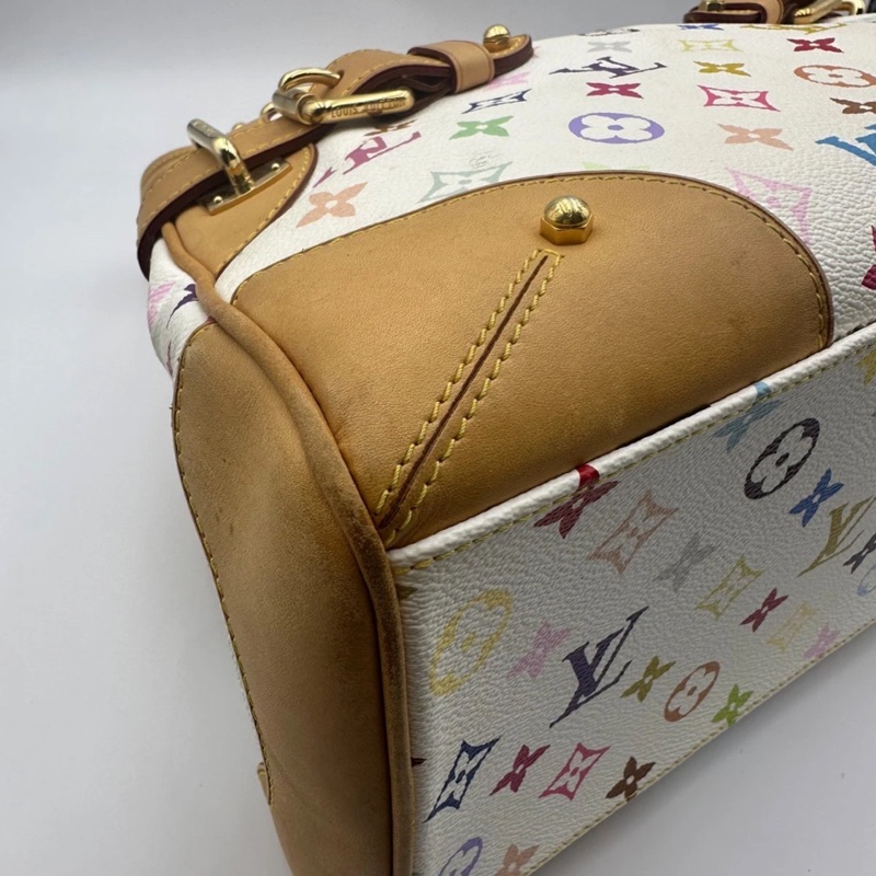 Lv 路易威登中古白三彩Claudia 克勞迪亞手提單肩包，尺寸35*25，成色如圖-10