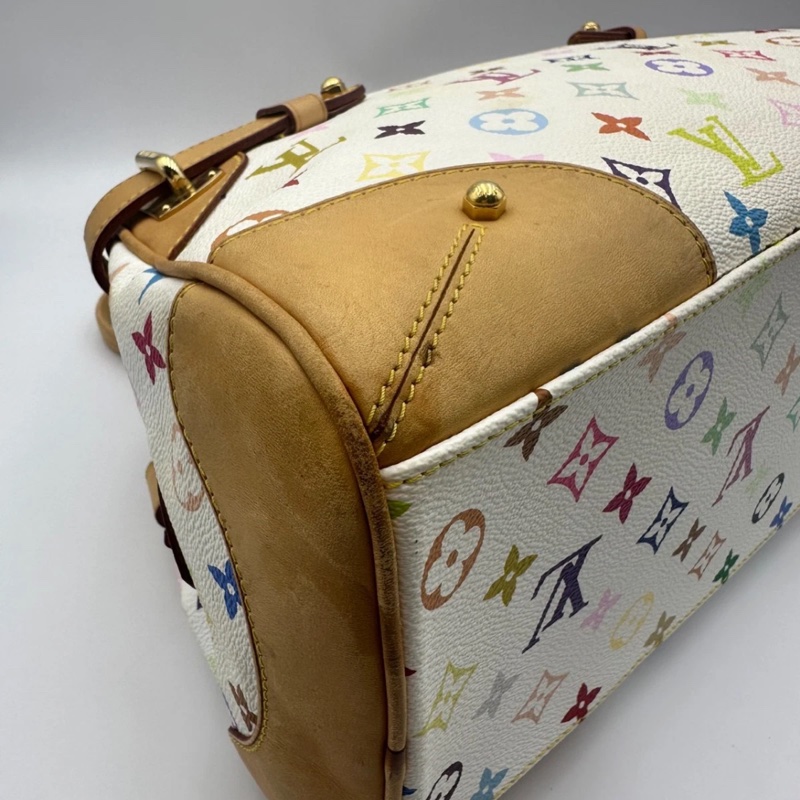 Lv 路易威登中古白三彩Claudia 克勞迪亞手提單肩包，尺寸35*25，成色如圖-13