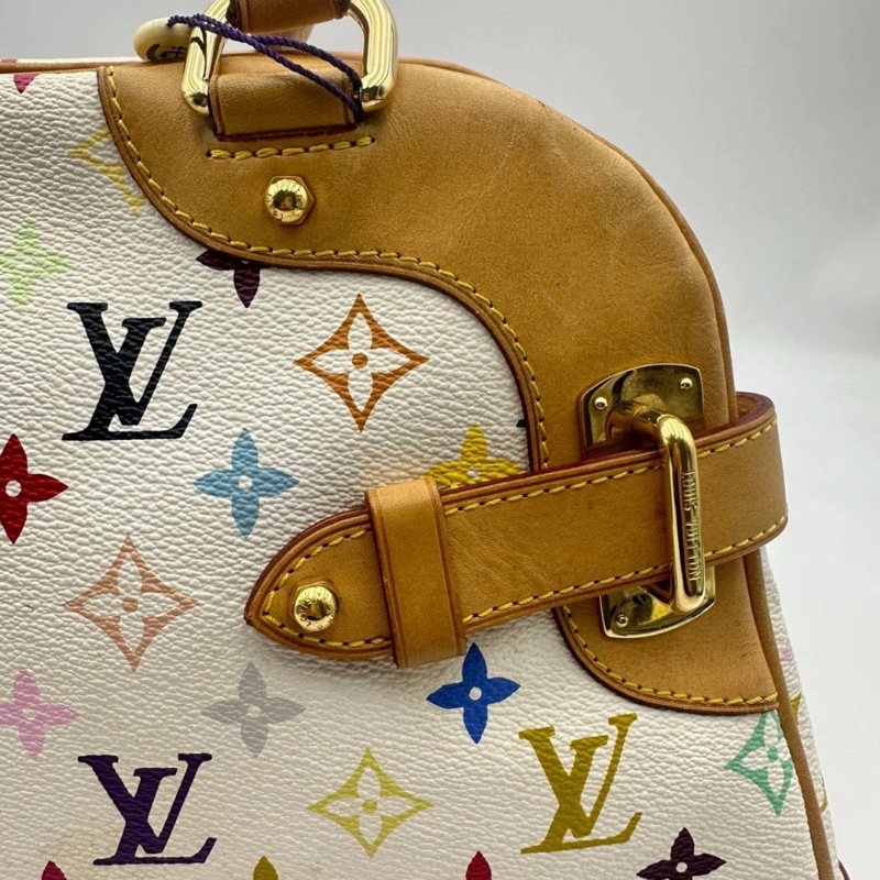 Lv 路易威登中古白三彩Claudia 克勞迪亞手提單肩包，尺寸35*25，成色如圖-17