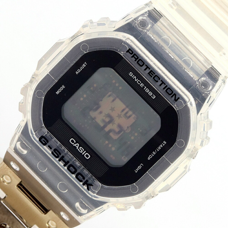 卡西歐男士40週年紀念版透明混色G-Shock 5600系列DWE 5640RX 7JR碳纖維樹脂石英數位手錶-0