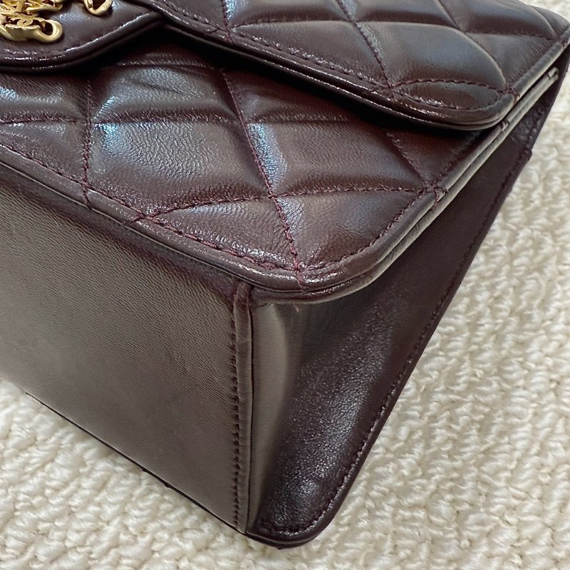 CHANEL - 勃根地紅金釦 mini flap bag方胖-7