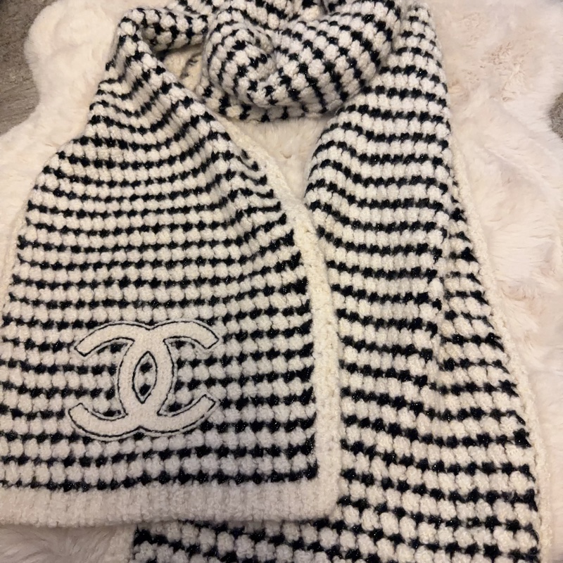 Chanel 黑白編織圍巾-2