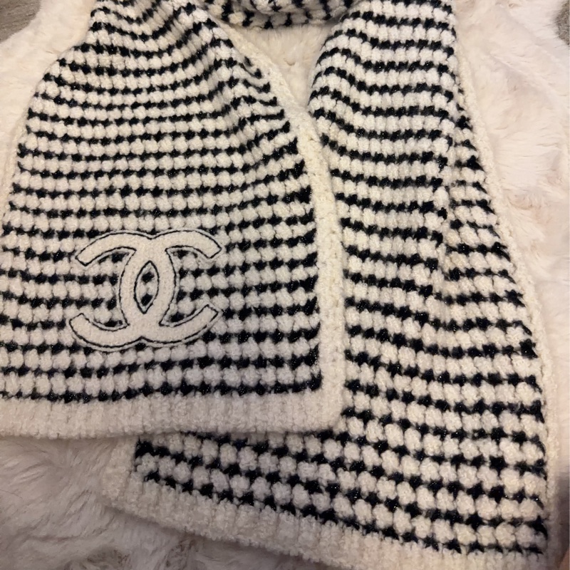 Chanel 黑白編織圍巾-5