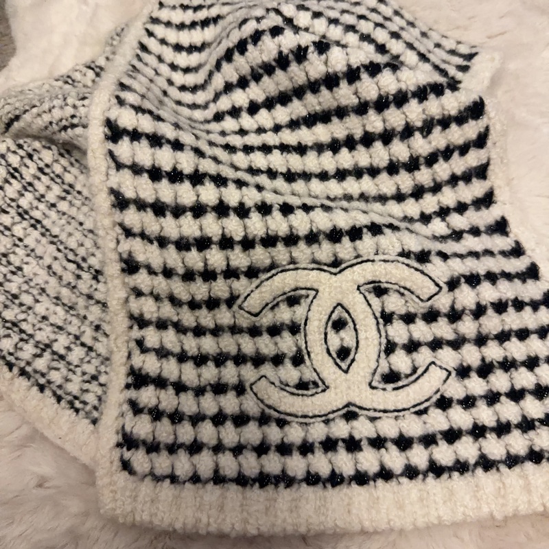 Chanel 黑白編織圍巾-11