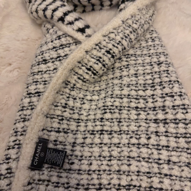 Chanel 黑白編織圍巾-13
