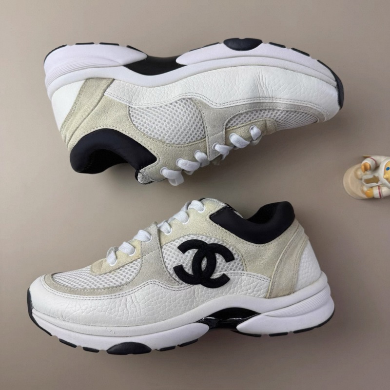 CHANEL/香奈兒 黑白熊貓系帶休閒鞋 36.5碼-3