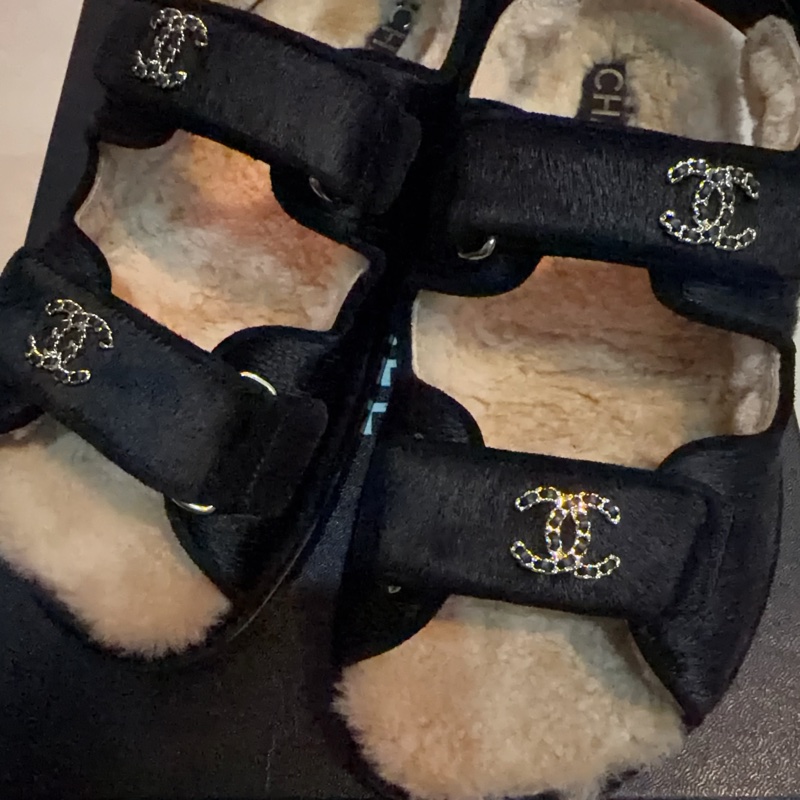Chanel 馬毛羊羔毛涼鞋-2