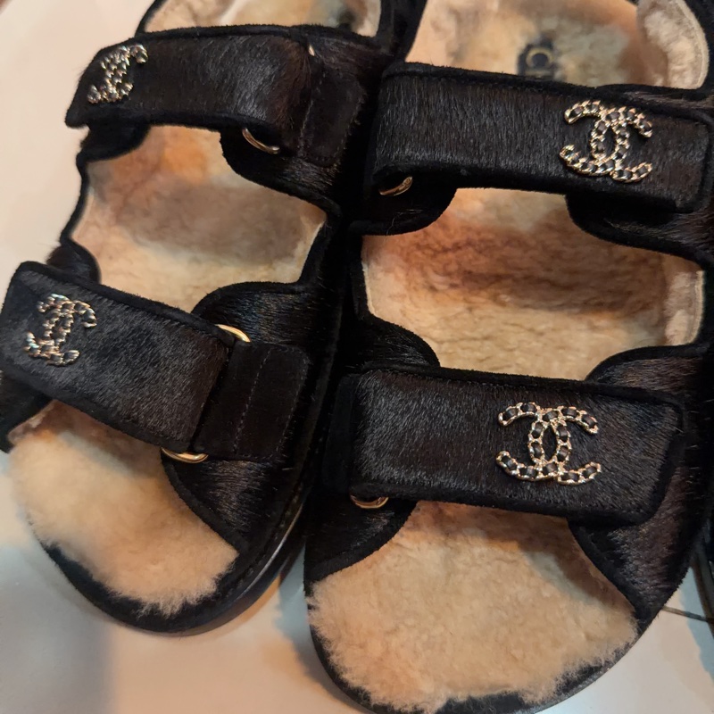 Chanel 馬毛羊羔毛涼鞋-4