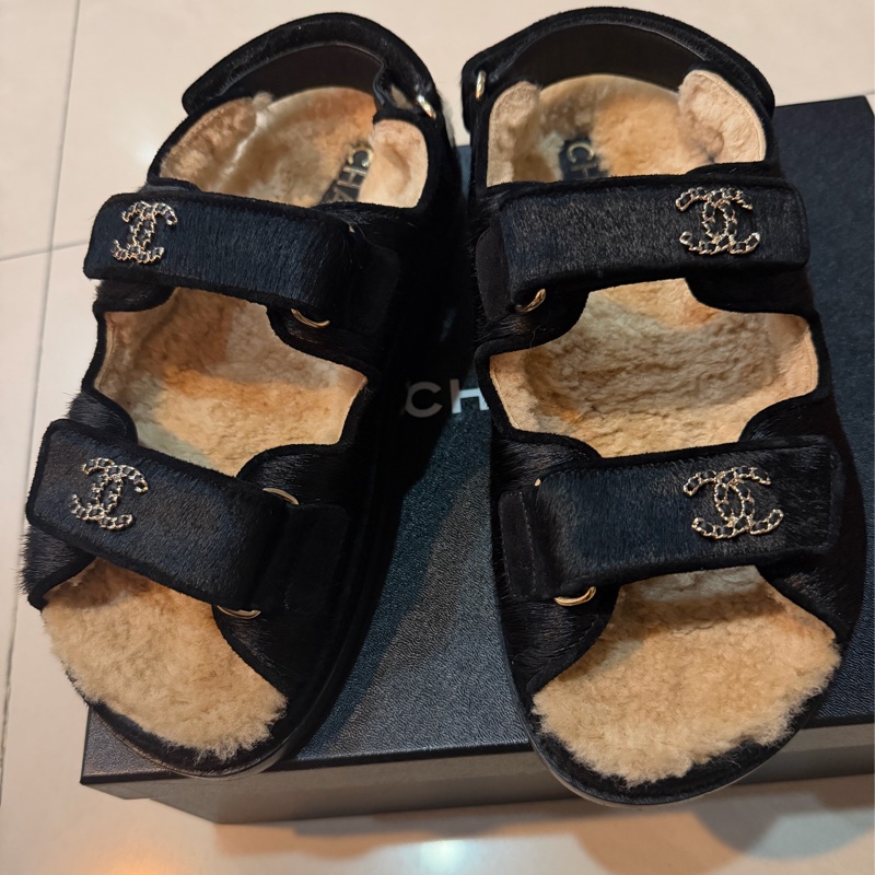 Chanel 馬毛羊羔毛涼鞋-5
