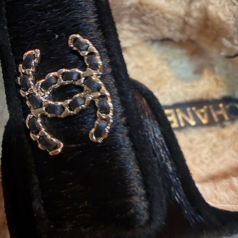 Chanel 馬毛羊羔毛涼鞋-12