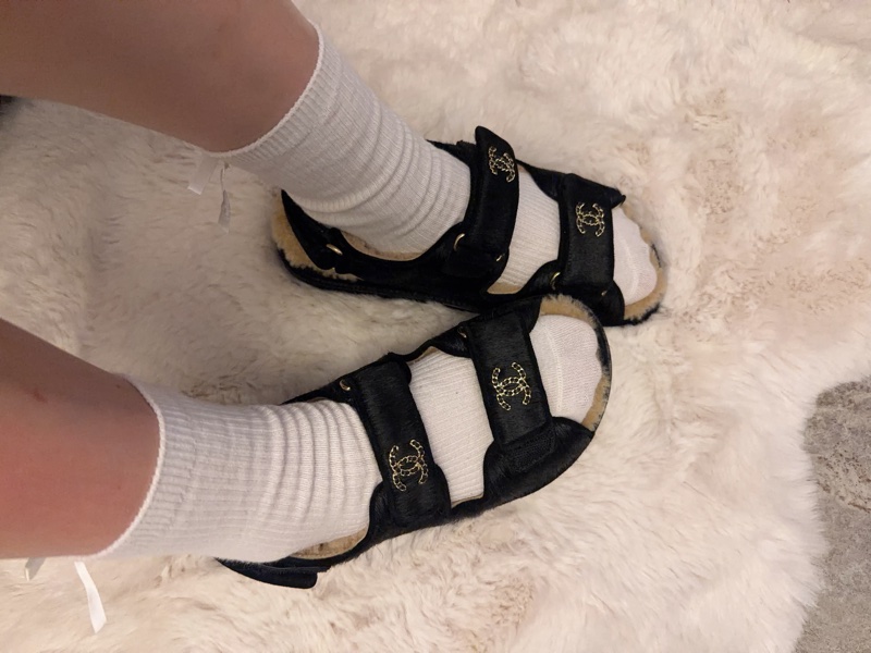 Chanel 馬毛羊羔毛涼鞋-15