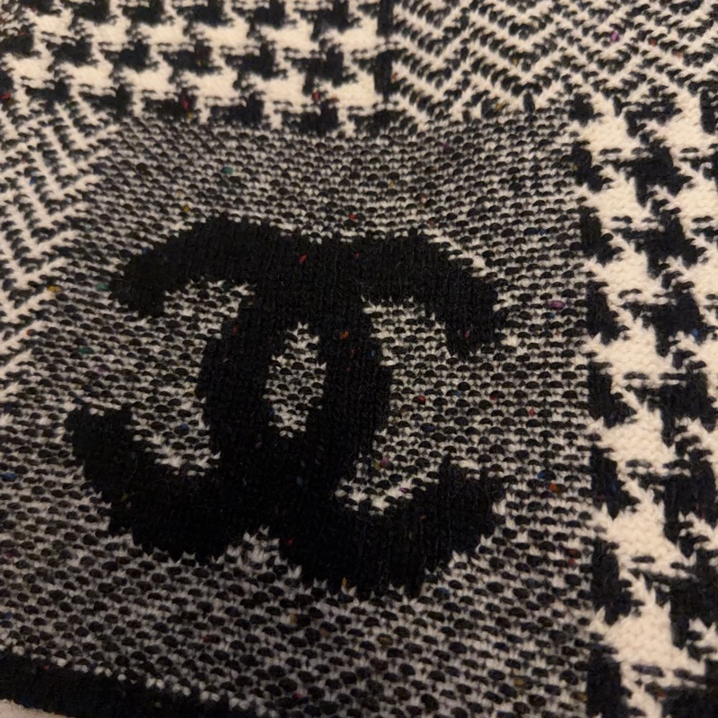 Chanel拼接千島紋圍巾-0