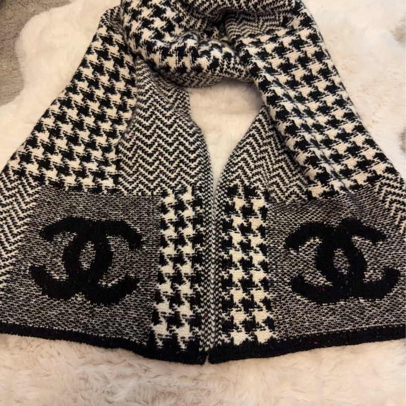 Chanel拼接千島紋圍巾-1