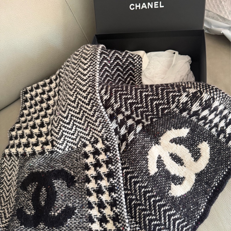 Chanel拼接千島紋圍巾-5