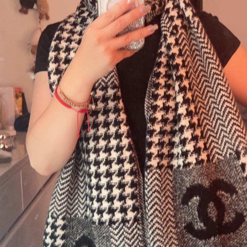 Chanel拼接千島紋圍巾-7